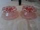 Hocking Open Lace Pink Depression Glass Candle Stick Holders