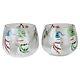 Home-x Snowmen Candleholders. Crackle Glass Candle Holders. Set Of 2, New