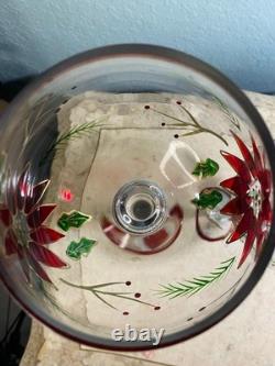 Home for the Holidays Hand Painted Poinsettia Glass Candle Holders Set of 3
