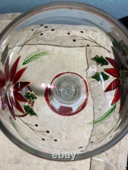 Home for the Holidays Hand Painted Poinsettia Glass Candle Holders Set of 3