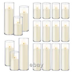 Homjoy 36 Pcs Ivory White Pillar Candles Glass Candle Holders Clear Hurricane