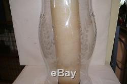 Huge 19-5/8 Etched Glass Hurricane Globe With 15 Candle