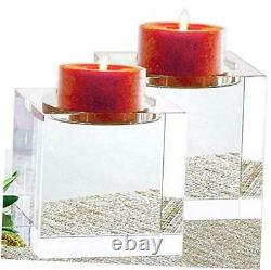 Huge Crystal Pillar Candle Holders 4 4 4 Set of 2, Decorative Home XX-Large