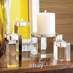 Huge Crystal Pillar Candle Holders 4 4 4 Set of 2, Decorative Home XX-Large