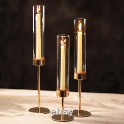 Hurricane Candle Holder for Candlestick 6 Pcs Gold Taper Candlestick Holders