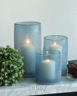 Hurricane Candle Holders for Pillar Glass Sandy Blue Cylinder Vases Table