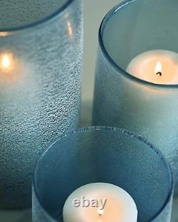 Hurricane Candle Holders for Pillar Glass Sandy Blue Cylinder Vases Table