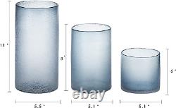 Hurricane Candle Holders for Pillar Glass Sandy Blue Cylinder Vases Table