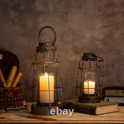 Hurricane Candle Lantern Set, Hanging Candle Holder Rustic Farmhouse Style Lante