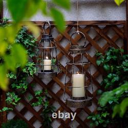 Hurricane Candle Lantern Set, Hanging Candle Holder Rustic Farmhouse Style Lante