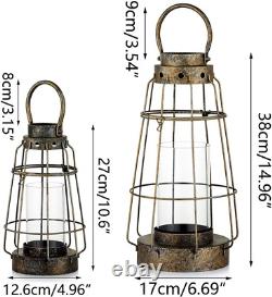 Hurricane Candle Lantern Set, Hanging Candle Holder Rustic Farmhouse Style Lante