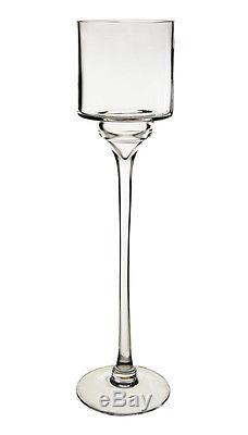 Hurricane Glass Candle Holder with Glass Stem, H-16 Wedding Centerpiece 1 PC