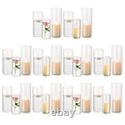 Hurricane Glass Candle Holders 30Pcs Cylinder Vases Bulk for Decor