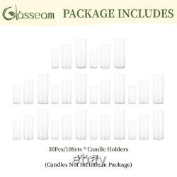 Hurricane Glass Candle Holders 30Pcs Cylinder Vases Bulk for Decor