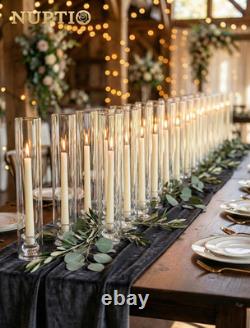 Hurricane Glass Candle Holders Bulk for Wedding 12.6 H Set of 30 Candlestic