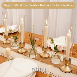 Hurricane Glass Candle Holders, Set of 10 Metal Taper Candlesrick Holders for