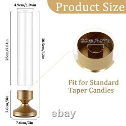 Hurricane Glass Candle Holders, Set of 10 Metal Taper Candlesrick Holders for