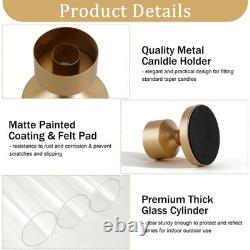Hurricane Glass Candle Holders, Set of 10 Metal Taper Candlesrick Holders for