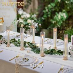 Hurricane Glass Candle Holders Set of 18 Gold Taper Holders Bulk With Fluted