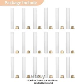 Hurricane Glass Candle Holders Set of 18 Gold Taper Holders Bulk With Fluted
