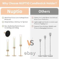 Hurricane Glass Candles Holder, 18 Pcs Gold Taper Candle Holder Bulk Candle St
