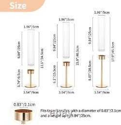 Hurricane Glass Candles Holder, 18 Pcs Gold Taper Candle Holder Bulk Candle St