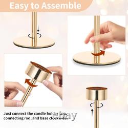 Hurricane Glass Candles Holder, 18 Pcs Gold Taper Candle Holder Bulk Candle St