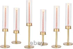 Hurricane Gold Candle Stick Holder Glass Candle Holders for Candlesticks Set o