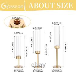 Hurricane Gold Candle Stick Holder Glass Candle Holders for Candlesticks Set o