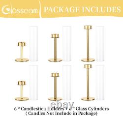 Hurricane Gold Candle Stick Holder Glass Candle Holders for Candlesticks Set o