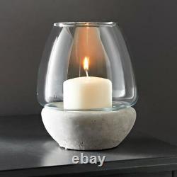 Hurricane Jar With Cement Base Glamorous Decorative Ornament Candle Holder