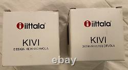 IITTALA KIVI 60MM ROSE OLIVE CANDLE HOLDERS VOTIVES in boxes-Lot of 2. EUC