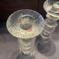 Iittala Festivo Glass Candle Holders Timo Sarpaneva 4 Ring Pair Finland Signed