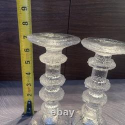 Iittala Festivo Glass Candle Holders Timo Sarpaneva 4 Ring Pair Finland Signed