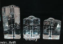 Iittala Finland Set of 3 Arkipelago Glass Triangle Candle Holders Timo Sarpaneva