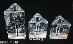 Iittala Finland Set of 3 Arkipelago Glass Triangle Candle Holders Timo Sarpaneva