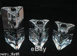 Iittala Finland Set of 3 Arkipelago Glass Triangle Candle Holders Timo Sarpaneva