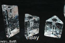 Iittala Finland Set of 3 Arkipelago Glass Triangle Candle Holders Timo Sarpaneva