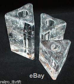 Iittala Finland Set of 3 Arkipelago Glass Triangle Candle Holders Timo Sarpaneva