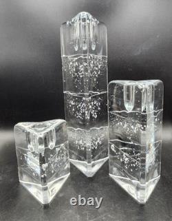 Iittala Finland Set of 3 Arkipelago Glass Triangle Candle Holders Timo Sarpeneva