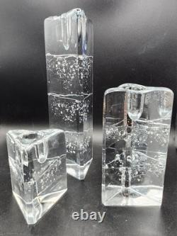 Iittala Finland Set of 3 Arkipelago Glass Triangle Candle Holders Timo Sarpeneva