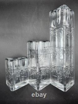 Iittala Finland Set of 3 Arkipelago Glass Triangle Candle Holders Timo Sarpeneva