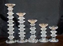 Iittala Glass Finland Set of 5 Festivo Candlesticks 12 to 4 3/4