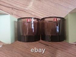 Iittala Kivi''LINEN'' 60mm Glass Candle holder x 2