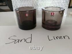 Iittala Kivi''LINEN'' 60mm Glass Candle holder x 2