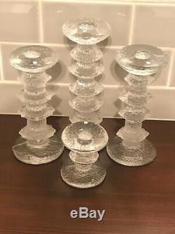 Iittala Set of 4 / Quartet of Ice Glass Candle Holders by Timo Sarpeneva / MCM