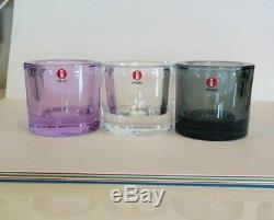 Iittala marimekko Kivi''Lavender x Grey x Clear'' Candle Glass holder 3PCS Set