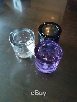 Iittala marimekko Kivi''Lavender x Grey x Clear'' Candle Glass holder 3PCS Set