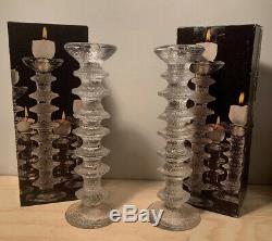 Iittala of Finland Festivo 7 Ring Glass Candlesticks Set of 2 Timo Sarpaneva