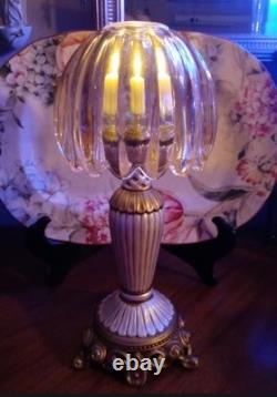 Illumin-Aries Fairy Lamp Hollywood Regency Stand & Champagne Crystal Lamp Shade